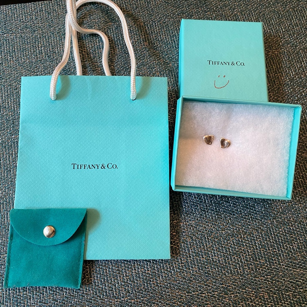 SOLD AUTHENTIC Tiffany & Co Sterling Silver Full Heart Earrings